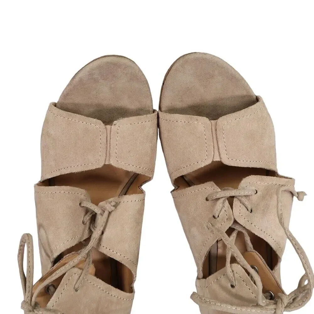 Franco Sarto Shoes Womens 8 Sandal Bootie Fashion Leather Gazella Lace Up Cutout